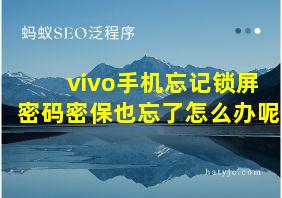 vivo手机忘记锁屏密码密保也忘了怎么办呢