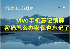 vivo手机忘记锁屏密码怎么办密保也忘记了