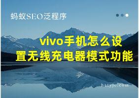 vivo手机怎么设置无线充电器模式功能