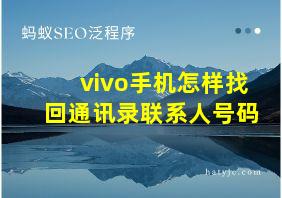 vivo手机怎样找回通讯录联系人号码