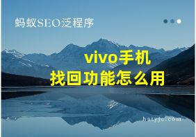 vivo手机找回功能怎么用