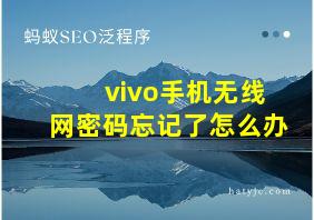 vivo手机无线网密码忘记了怎么办