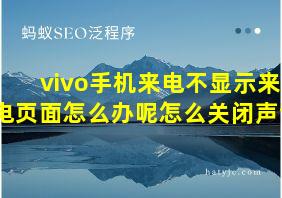 vivo手机来电不显示来电页面怎么办呢怎么关闭声音