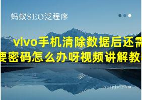 vivo手机清除数据后还需要密码怎么办呀视频讲解教程