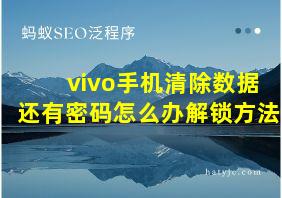 vivo手机清除数据还有密码怎么办解锁方法