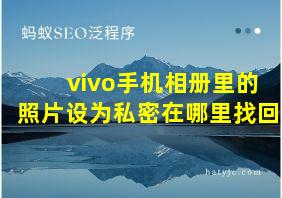 vivo手机相册里的照片设为私密在哪里找回