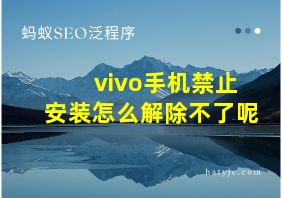 vivo手机禁止安装怎么解除不了呢