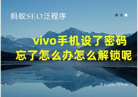 vivo手机设了密码忘了怎么办怎么解锁呢