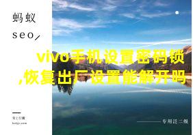 vivo手机设置密码锁,恢复出厂设置能解开吗