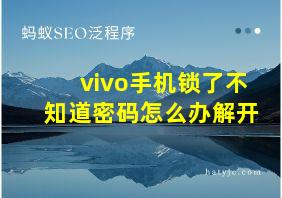 vivo手机锁了不知道密码怎么办解开