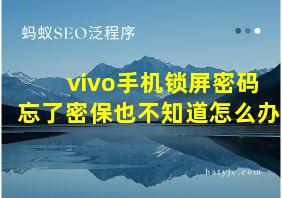 vivo手机锁屏密码忘了密保也不知道怎么办