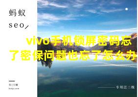 vivo手机锁屏密码忘了密保问题也忘了怎么办