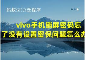 vivo手机锁屏密码忘了没有设置密保问题怎么办