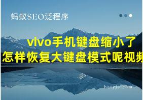 vivo手机键盘缩小了怎样恢复大键盘模式呢视频