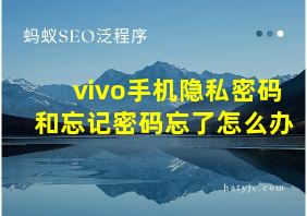 vivo手机隐私密码和忘记密码忘了怎么办