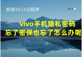 vivo手机隐私密码忘了密保也忘了怎么办呢