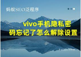 vivo手机隐私密码忘记了怎么解除设置