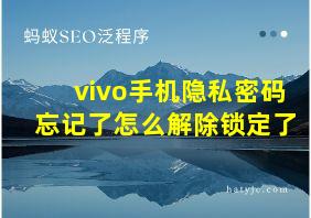 vivo手机隐私密码忘记了怎么解除锁定了