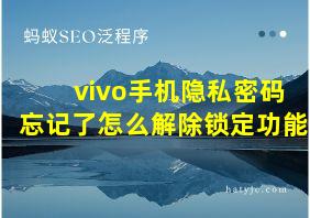 vivo手机隐私密码忘记了怎么解除锁定功能