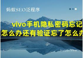 vivo手机隐私密码忘记怎么办还有验证忘了怎么办