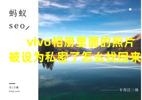 vivo相册里面的照片被设为私密了怎么找回来