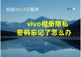 vivo相册隐私密码忘记了怎么办