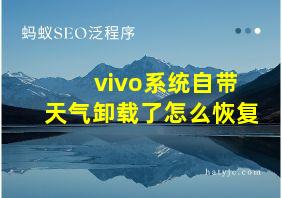 vivo系统自带天气卸载了怎么恢复