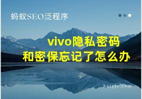 vivo隐私密码和密保忘记了怎么办