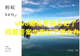 vivo隐私密码忘记了问题答案也忘记了怎么办