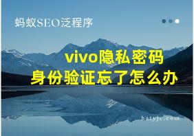 vivo隐私密码身份验证忘了怎么办