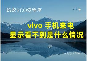 vivo 手机来电显示看不到是什么情况