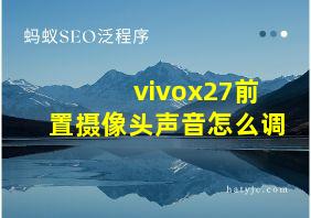 vivox27前置摄像头声音怎么调