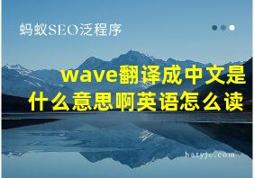 wave翻译成中文是什么意思啊英语怎么读