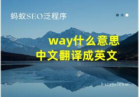 way什么意思中文翻译成英文