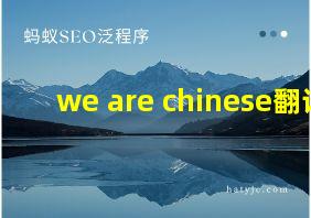 we are chinese翻译