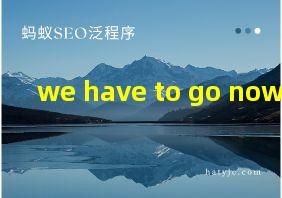 we have to go now翻译