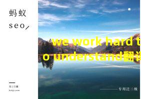 we work hard to understand翻译