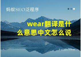 wear翻译是什么意思中文怎么说