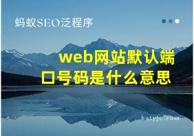 web网站默认端口号码是什么意思