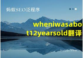 wheniwasabout12yearsold翻译