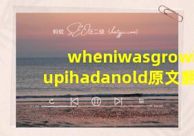 wheniwasgrowingupihadanold原文翻译