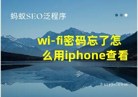 wi-fi密码忘了怎么用iphone查看