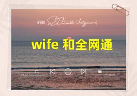 wife 和全网通