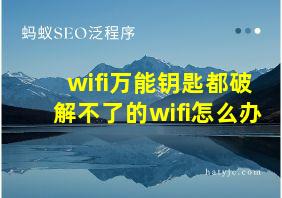 wifi万能钥匙都破解不了的wifi怎么办