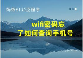 wifi密码忘了如何查询手机号