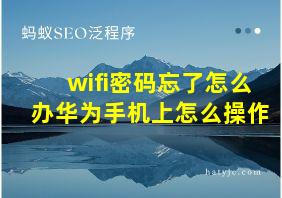 wifi密码忘了怎么办华为手机上怎么操作