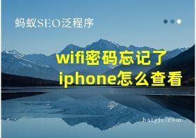 wifi密码忘记了iphone怎么查看