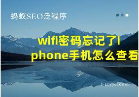 wifi密码忘记了iphone手机怎么查看