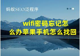 wifi密码忘记怎么办苹果手机怎么找回