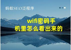 wifi密码手机里怎么看出来的